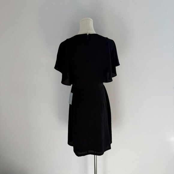 Maggy London Flutter Sleeve Crepe Sheath Dress | Black | Womens Size 4 - Picture 3 of 5